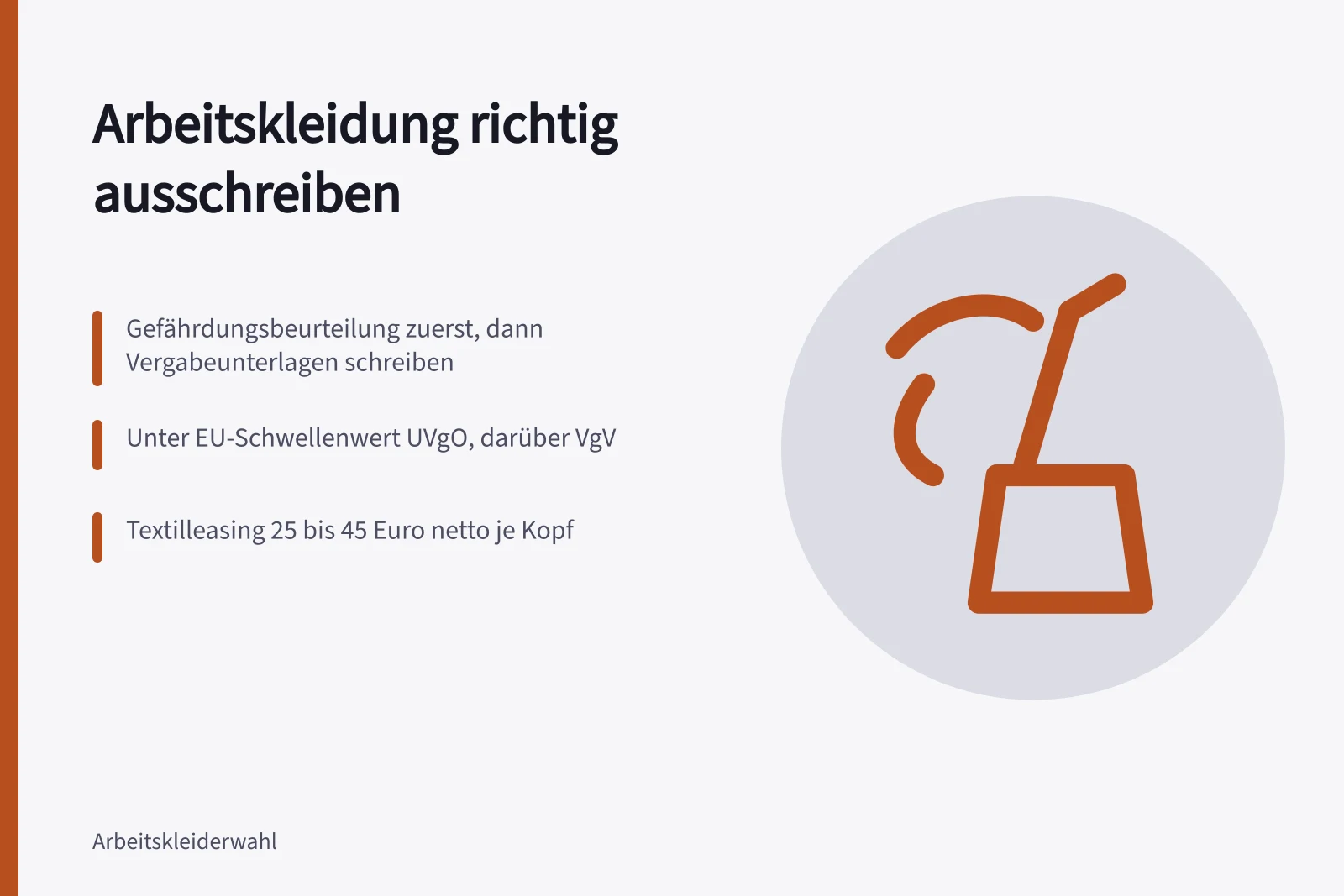 Karte zur Ausschreibung von Arbeitskleidung in Industrie und Produktion